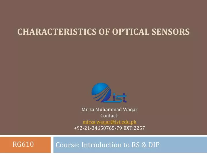 characteristics of optical sensors