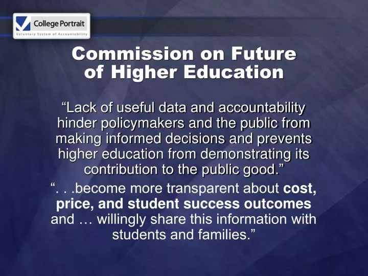 commission on future of higher education