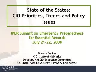 State of the States: CIO Priorities, Trends and Policy Issues