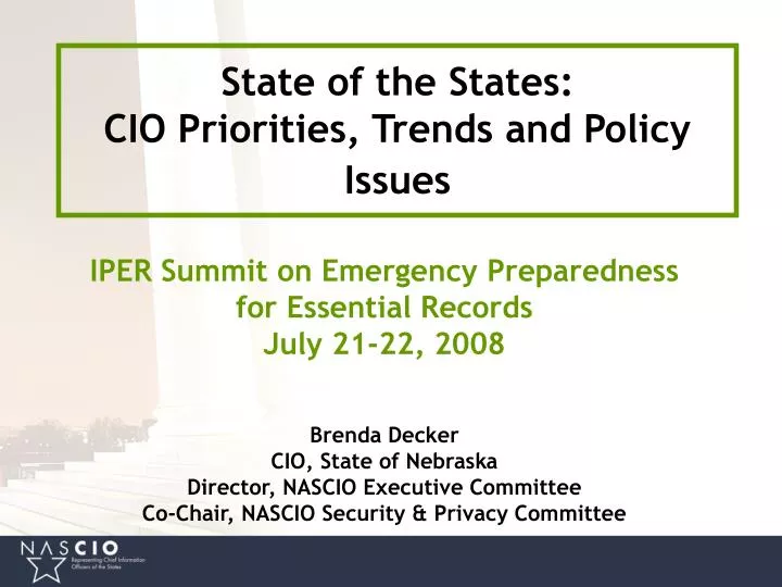 state of the states cio priorities trends and policy issues