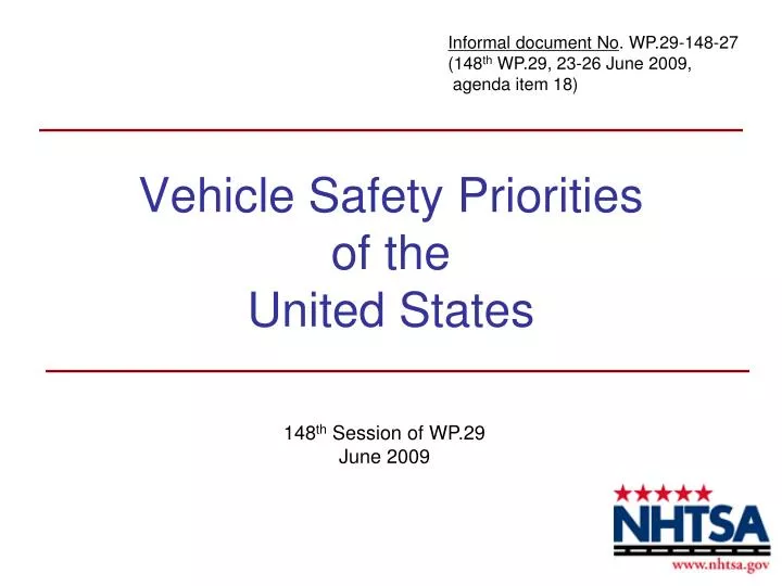 vehicle safety priorities of the united states