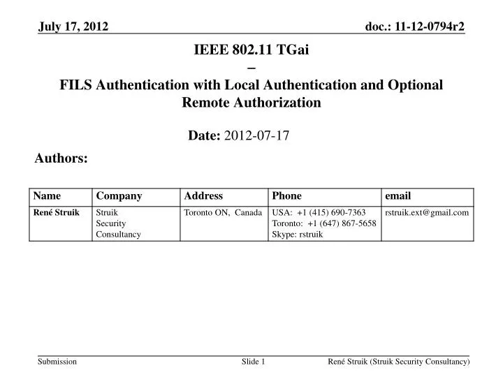 ieee 802 11 tgai fils authentication with local authentication and optional remote authorization