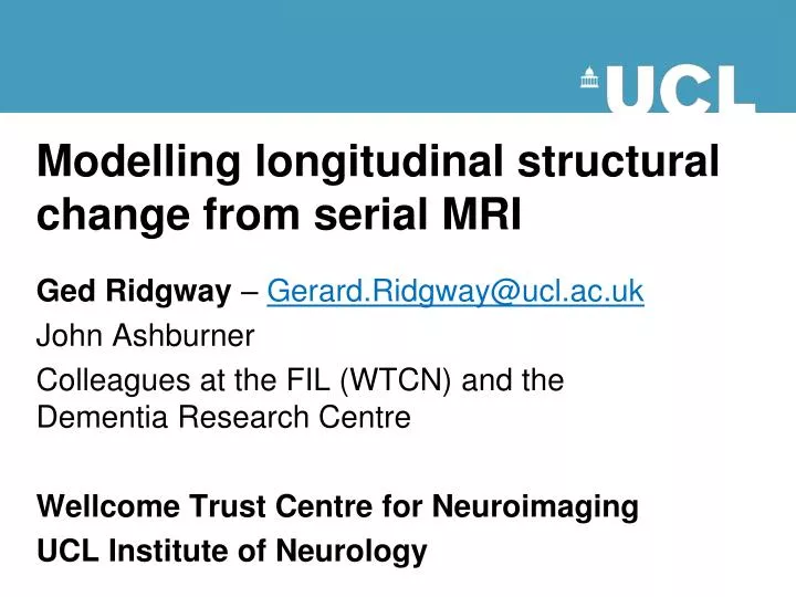 modelling longitudinal structural change from serial mri