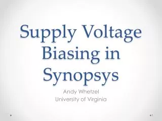 Supply Voltage Biasing in Synopsys