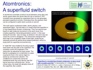Atomtronics : A superfluid switch