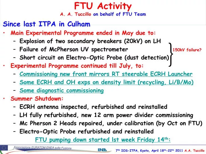 ftu activity a a tuccillo on behalf of ftu team