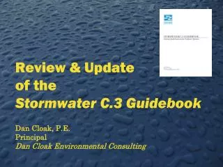 Review &amp; Update of the Stormwater C.3 Guidebook