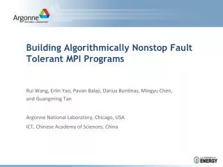 Building Algorithmically Nonstop Fault Tolerant MPI Programs