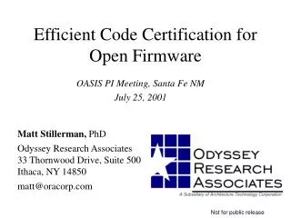 Efficient Code Certification for Open Firmware