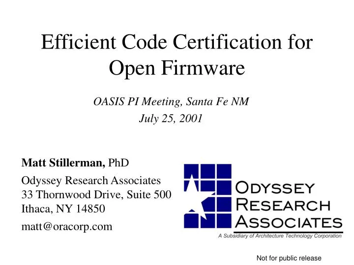 efficient code certification for open firmware