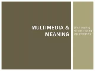 Multimedia &amp; Meaning