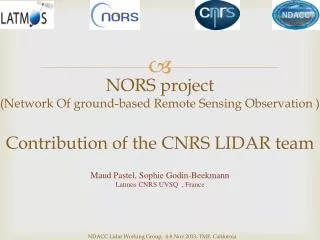 NORS project (Network Of ground-based Remote Sensing Observation )