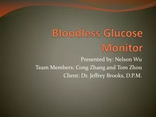 Bloodless Glucose Monitor