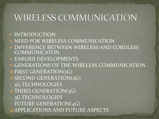 WIRELESS COMMUNICATION