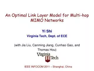 An Optimal Link Layer Model for Multi-hop MIMO N etworks