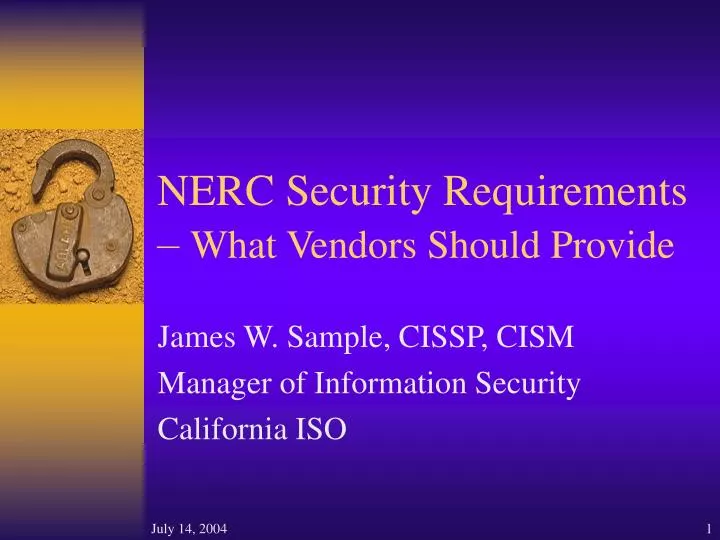 nerc security requirements what vendors should provide