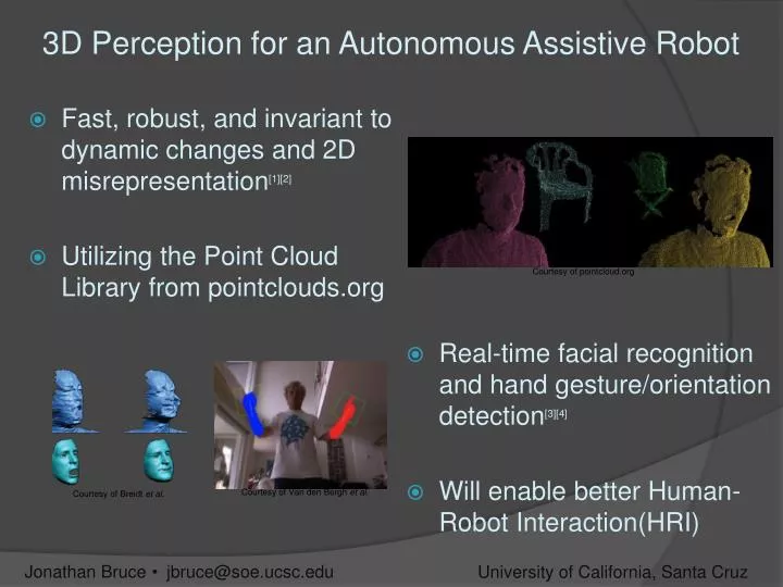 3d perception for an autonomous assistive robot