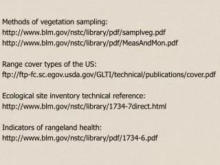 Methods of vegetation sampling: blm/nstc/library/pdf/samplveg.pdf