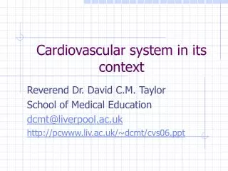Cardiovascular system in its context
