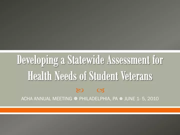 developing a statewide assessment for health needs of student veterans