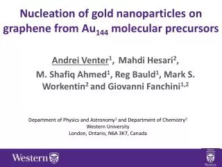 N ucleation of gold nanoparticles on graphene from Au 144 molecular precursors