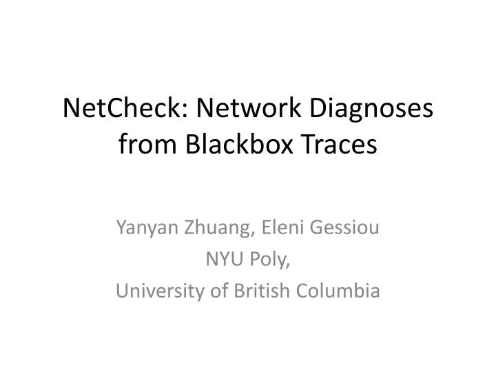 netcheck network diagnoses from blackbox traces