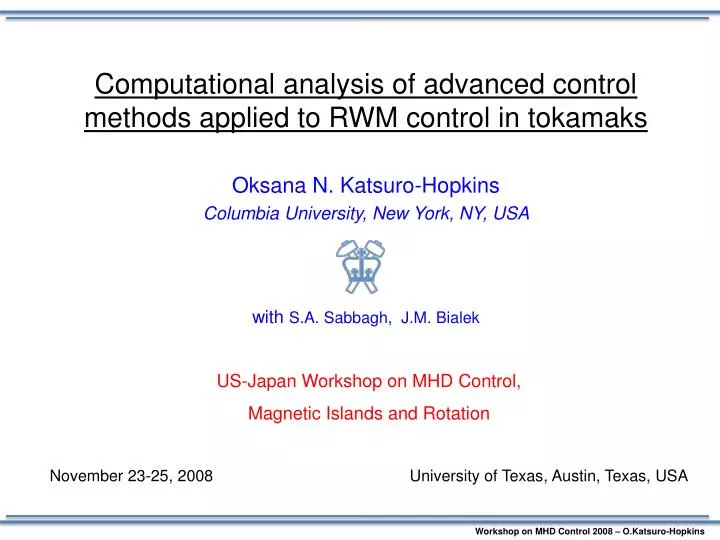 computational analysis of advanced control methods applied to rwm control in tokamaks