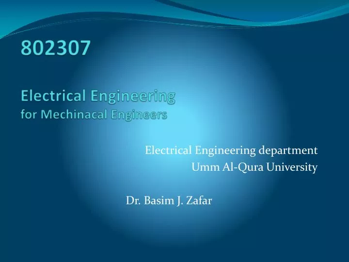 802307 electrical engineering for mechinacal engineers