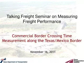 Talking Freight Seminar on Measuring Freight Performance