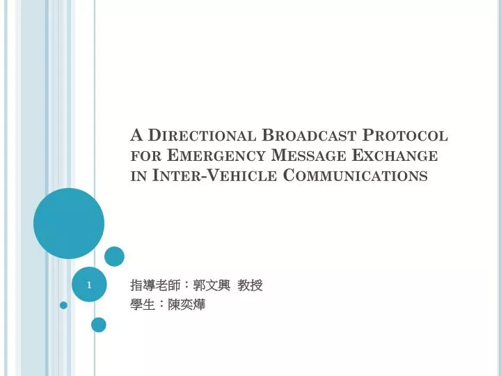 a directional broadcast protocol for emergency message exchange in inter vehicle communications