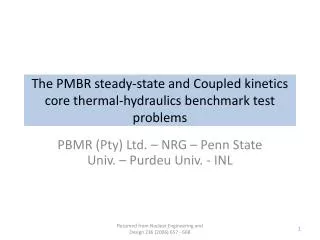 The PMBR steady-state and Coupled kinetics core thermal-hydraulics benchmark test problems