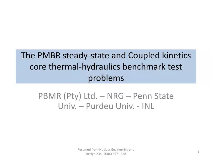 the pmbr steady state and coupled kinetics core thermal hydraulics benchmark test problems