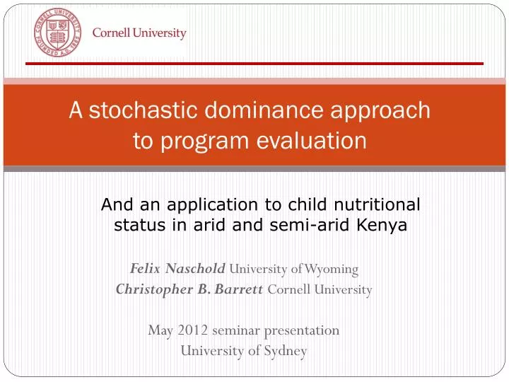 a stochastic dominance approach to program evaluation