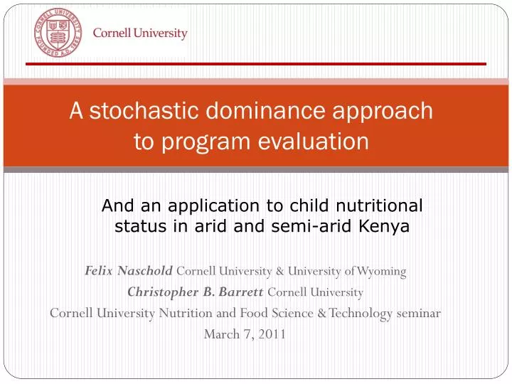 a stochastic dominance approach to program evaluation