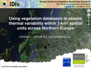 German Centre for Integrative Biodiversity Research 12th meeting on vegetation databases