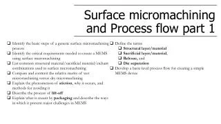 Surface micromachining and Process flow part 1