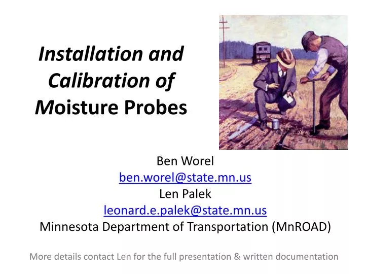 installation and calibration of m oisture probes