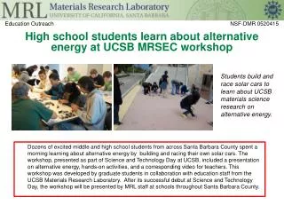 High school students learn about alternative energy at UCSB MRSEC workshop