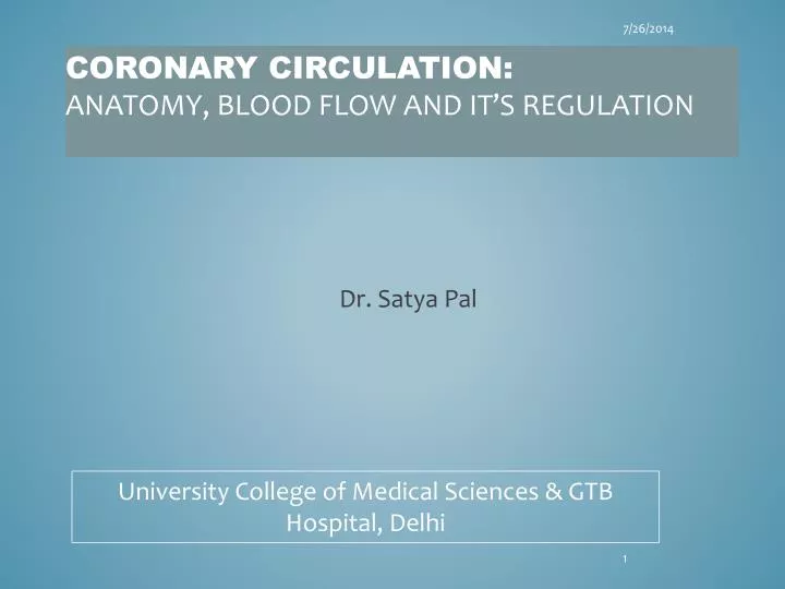 coronary circulation anatomy blood flow and it s regulation