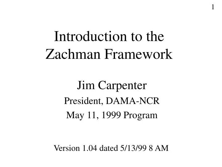 introduction to the zachman framework