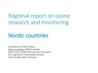 Nordic sites of UV and total ozone