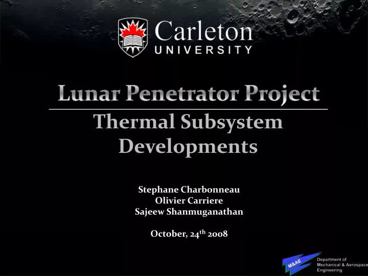 thermal subsystem developments