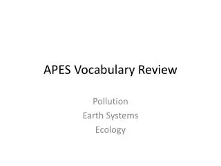 APES Vocabulary Review