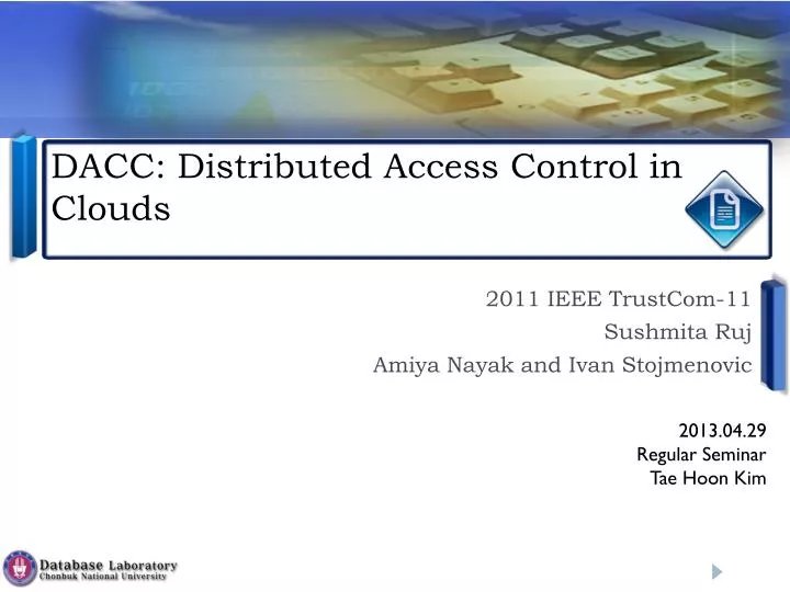 dacc distributed access control in clouds