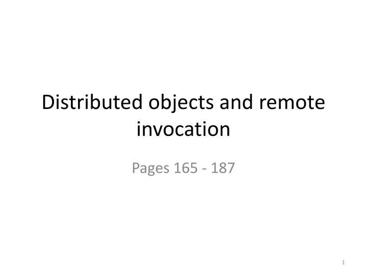 distributed objects and remote invocation