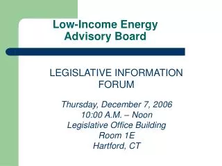 Low-Income Energy Advisory Board