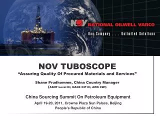 China Sourcing Summit On Petroleum Equipment April 19-20, 2011, Crowne Plaza Sun Palace, Beijing