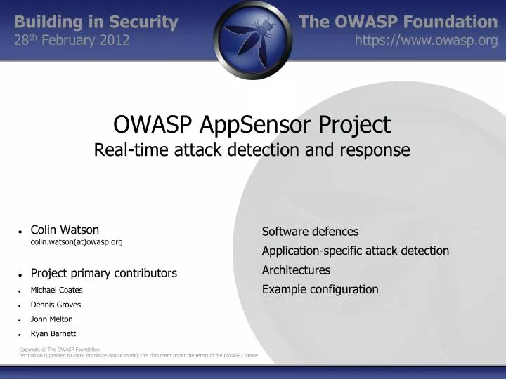 owasp appsensor project real time attack detection and response