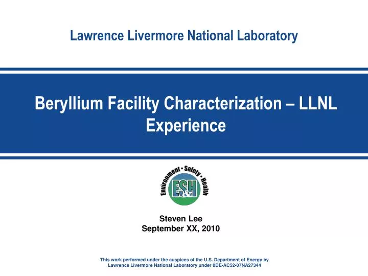 beryllium facility characterization llnl experience