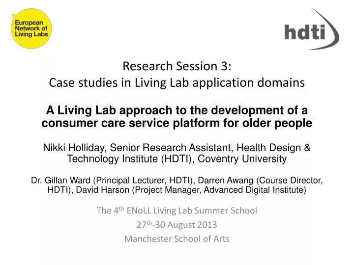 research session 3 case studies in living lab application domains